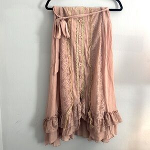Boho Lacey Layered Pink Skirt
